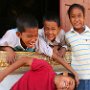 Cambodia Siem Reap - kids at temple window